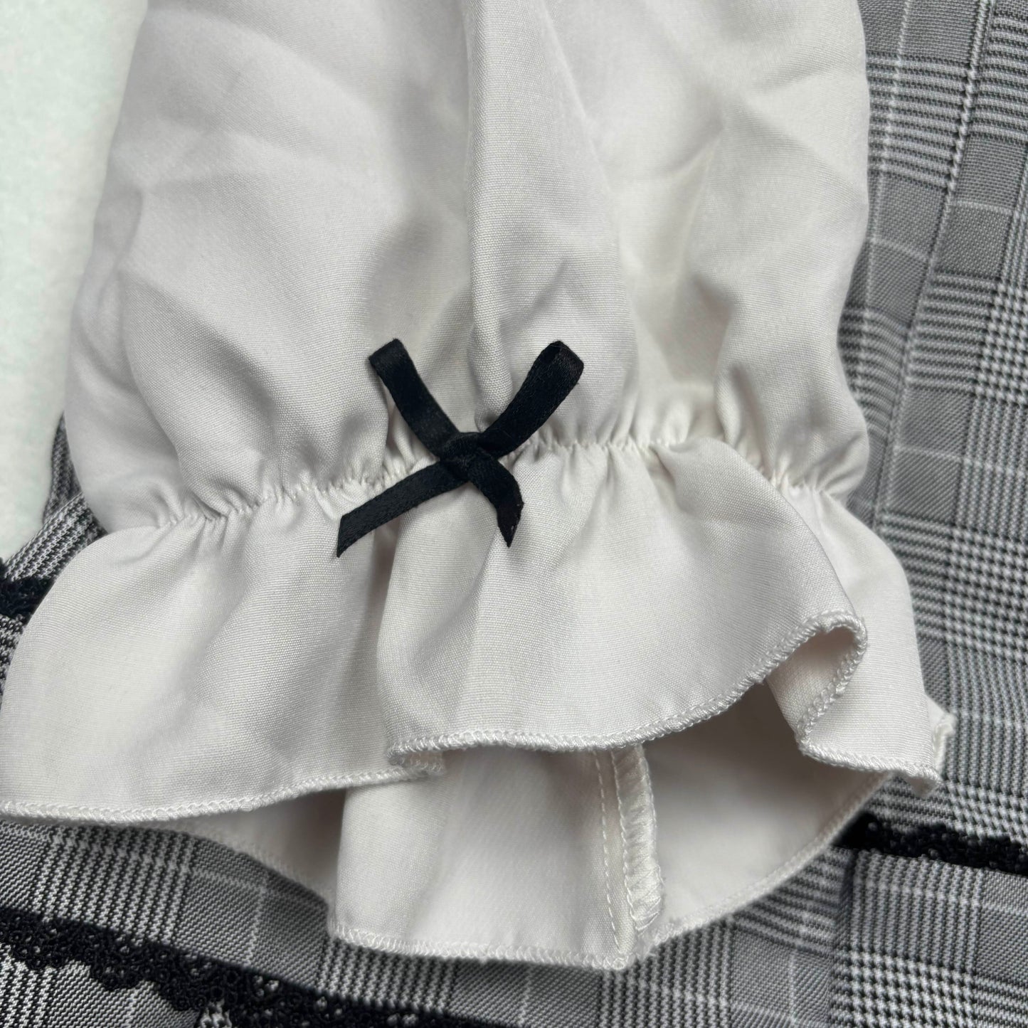 Japanese Brand Dear My Love Grey Check Ruffle Collar Dress