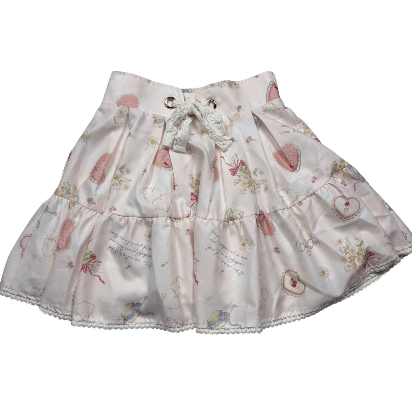 Japanese Brand Liz Lisa Valentines Day Cookie Print Skirt in Pink