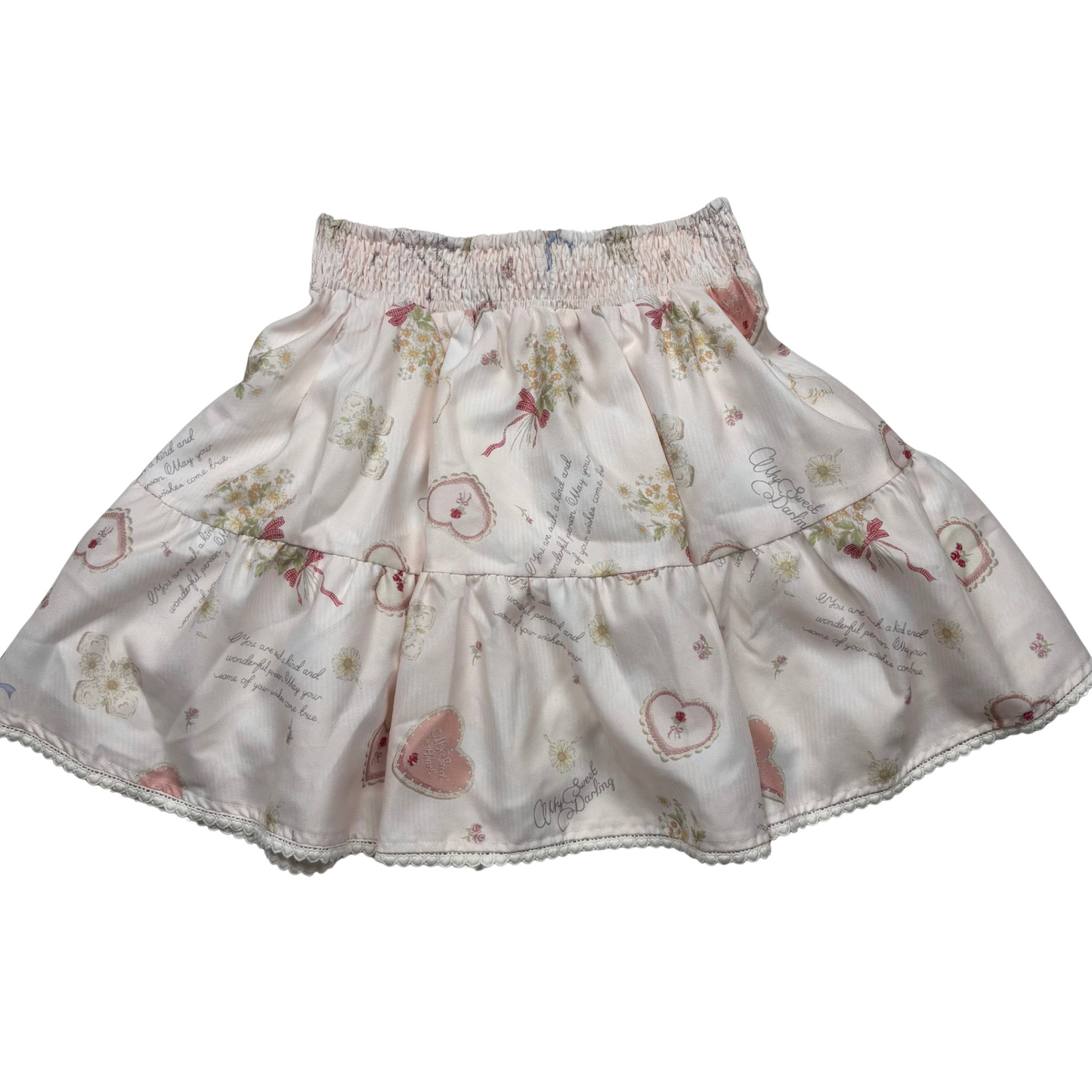 Japanese Brand Liz Lisa Valentines Day Cookie Print Skirt in Pink