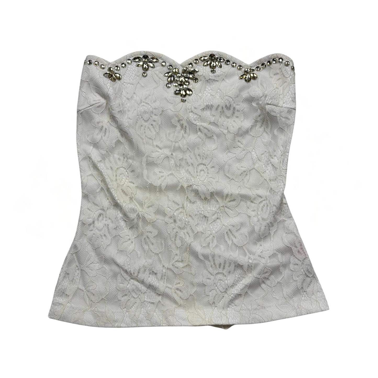Japanese Brand BayBClub Cream Rhinestone Tube Top