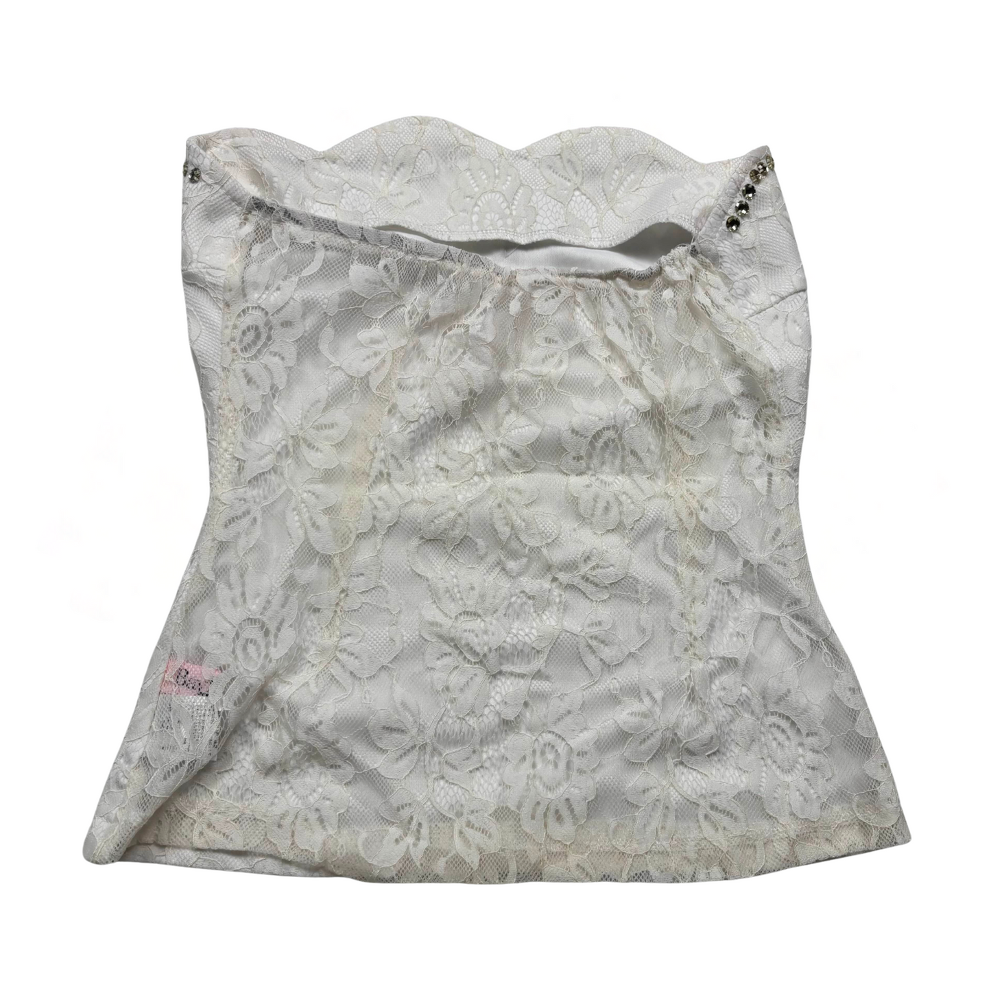 Japanese Brand BayBClub Cream Rhinestone Tube Top