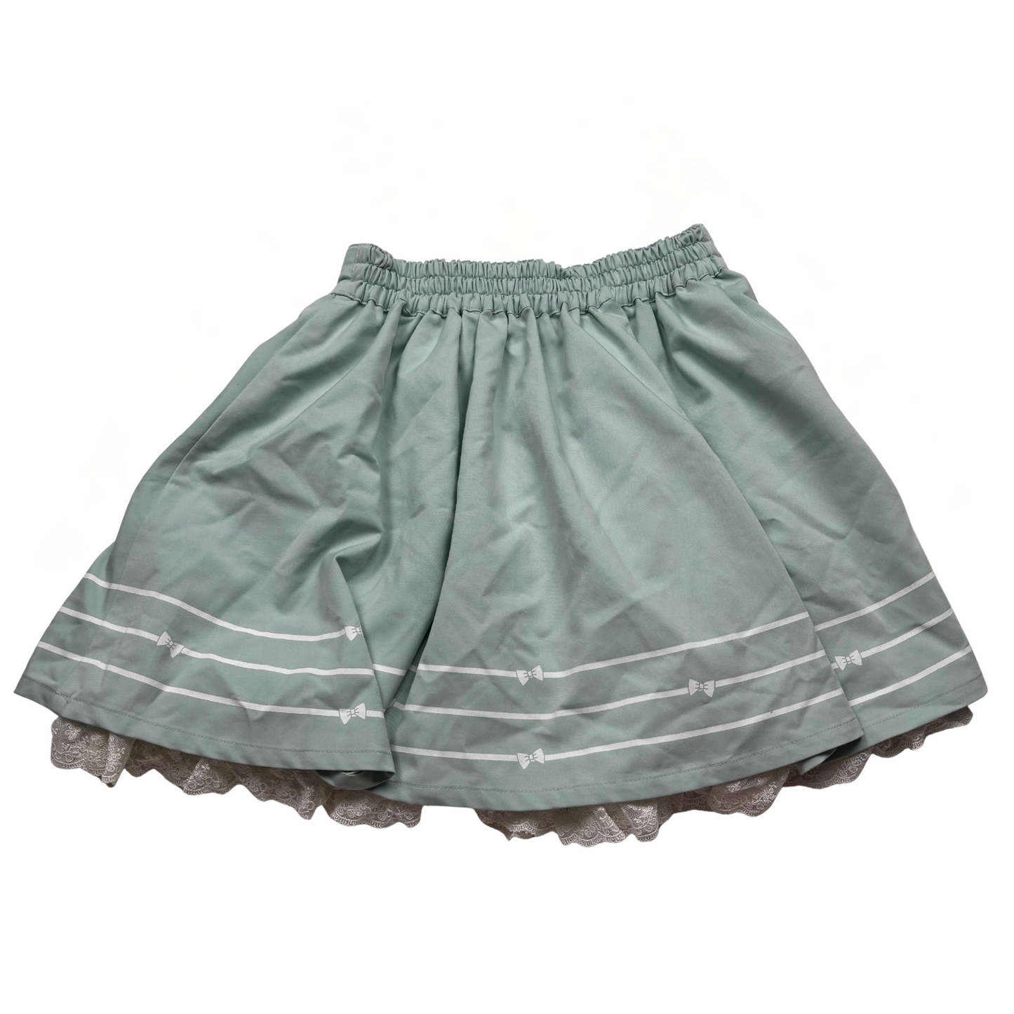 Japanese Brand Penderie Teal Bow Pattern Skirt