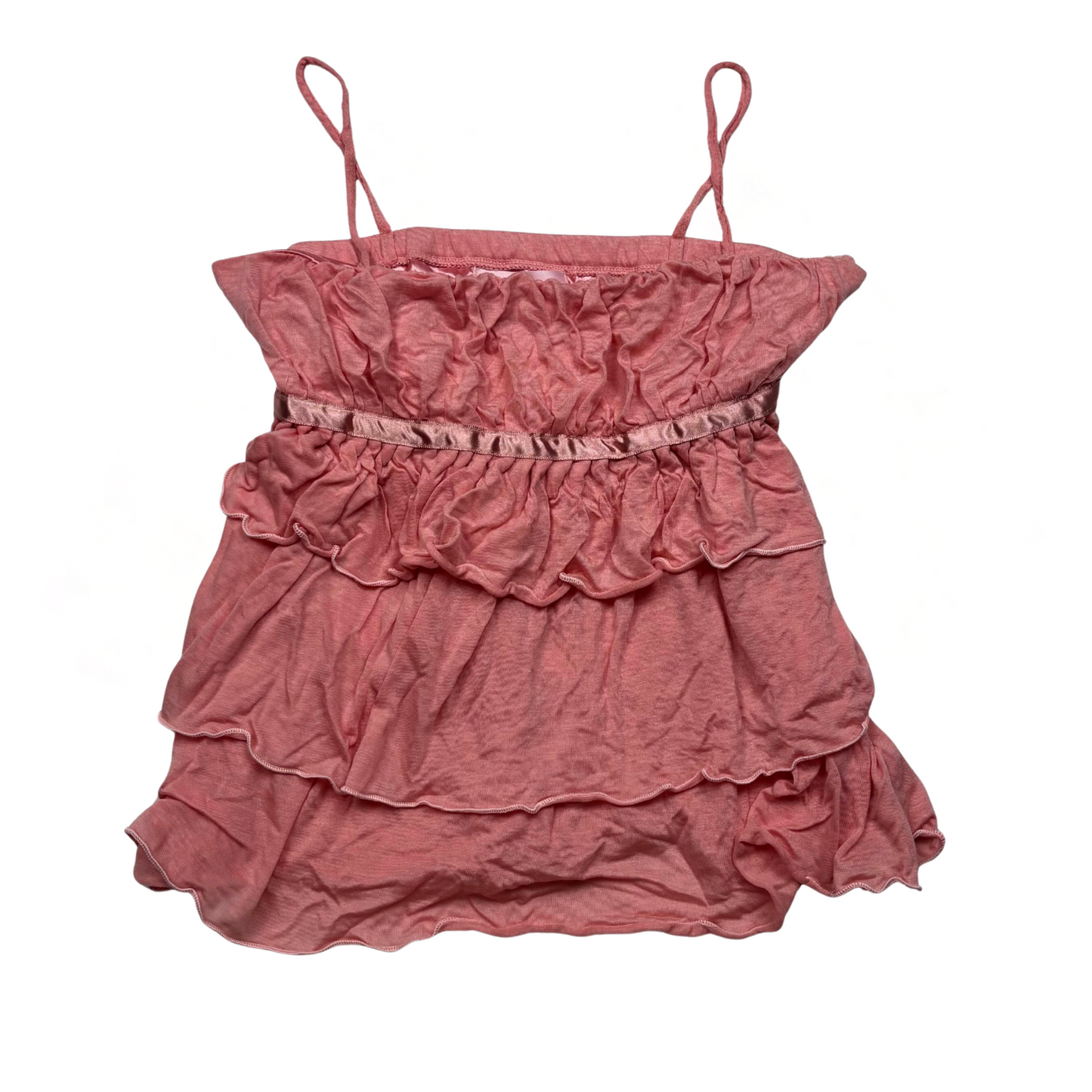 Japanese Brand Spice Riche Pink Ruffle Tank Top