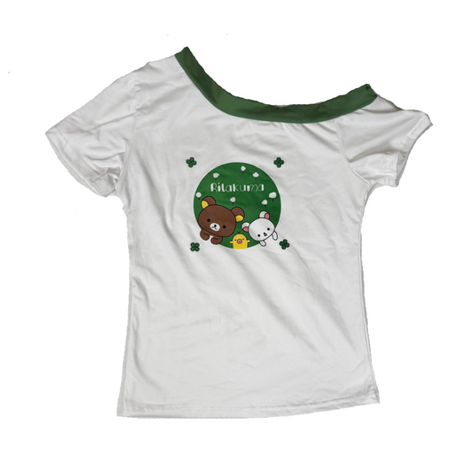 Rilakkuma Off Shoulder Shirt Sourced from Japan