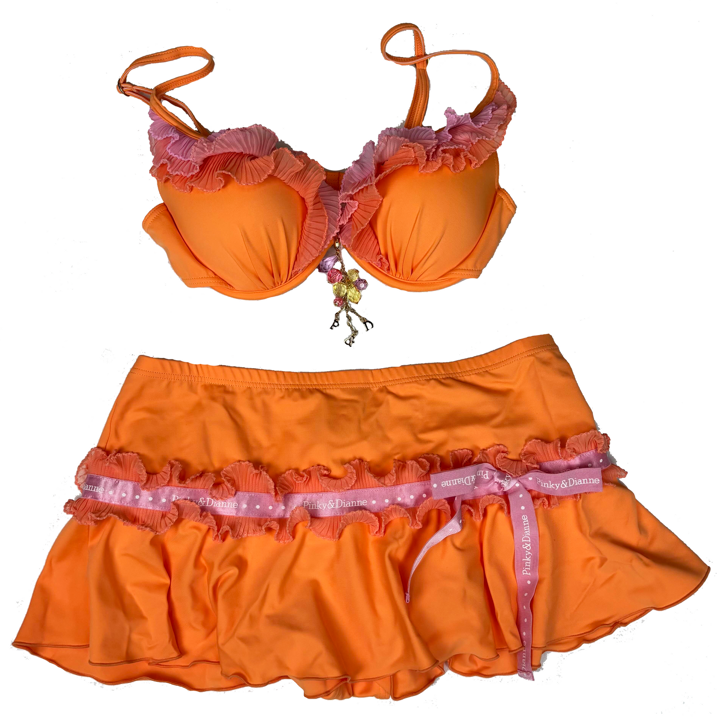 Japanese Brand Pinky & Diane Orange and Pink 3pc. Bikini Set