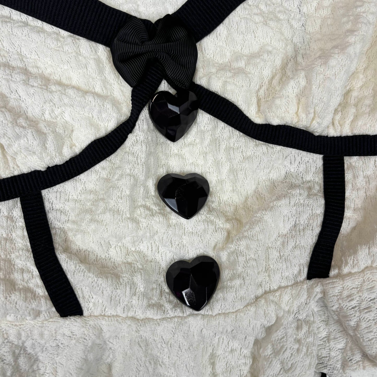 Japanese Brand 'Onespo' Cream and Black Heart Tank Top [Secondhand]