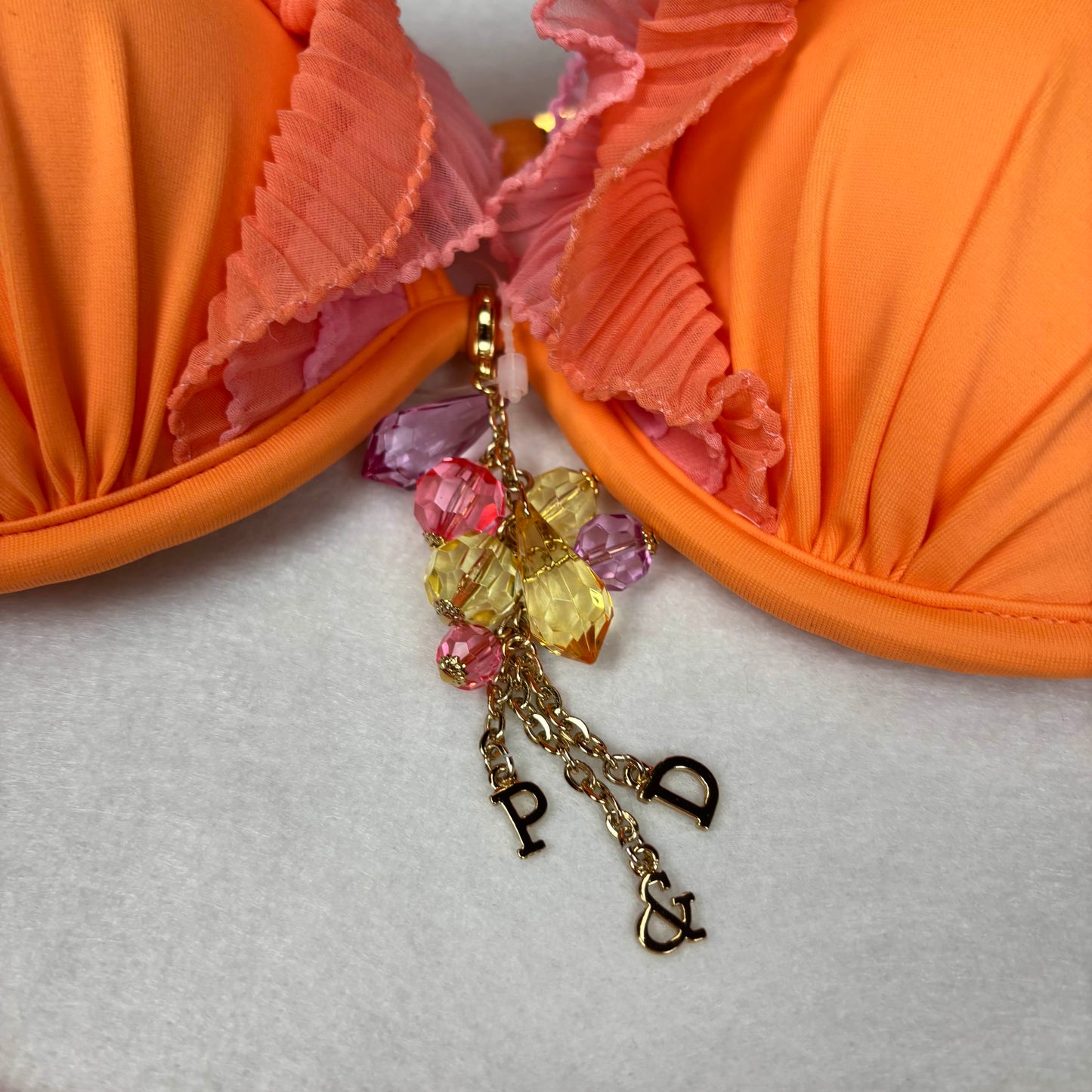 Japanese Brand Pinky & Diane Orange and Pink 3pc. Bikini Set