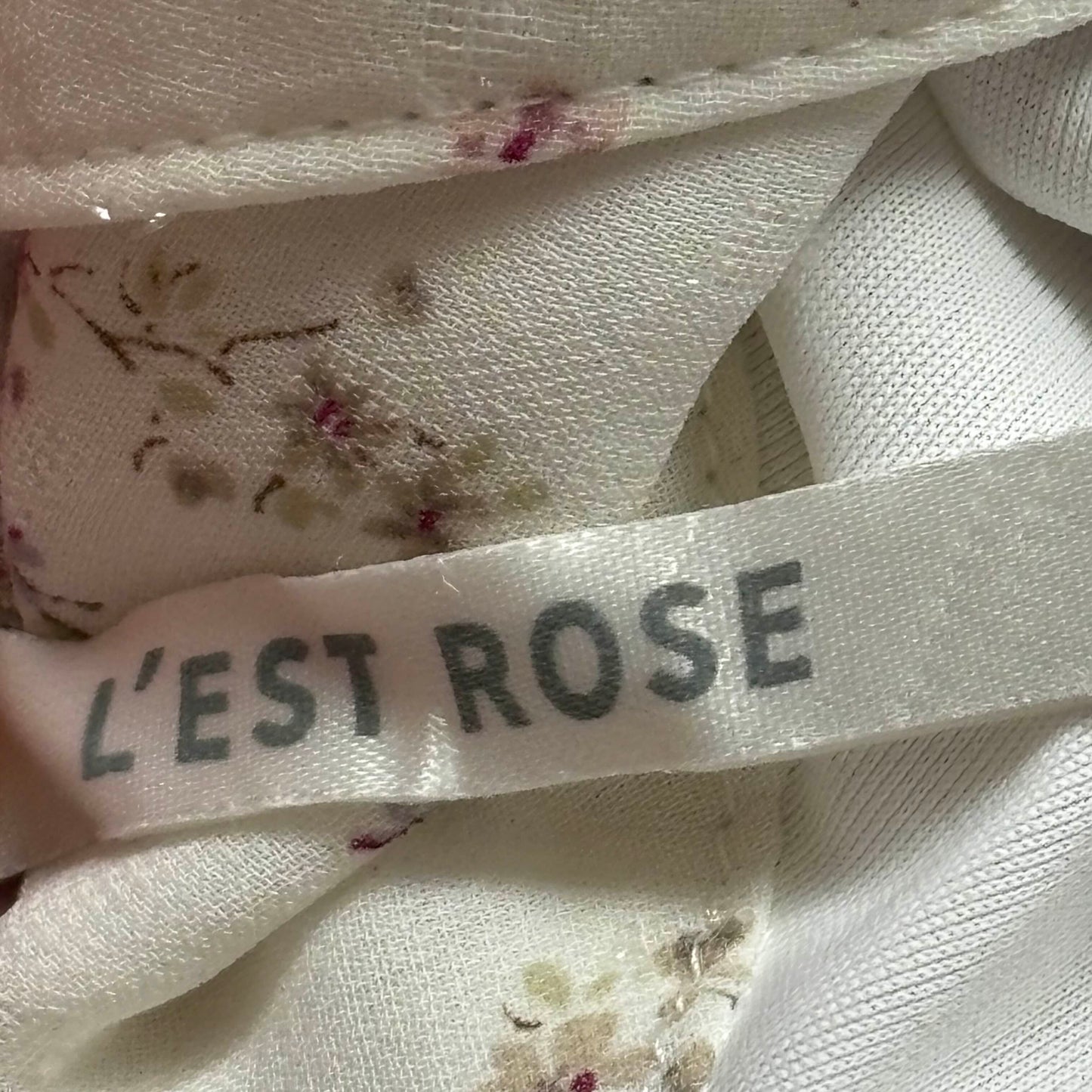 Japanese Brand L'est Rose Cream Floral Print Sparkly Skirt [Secondhand]