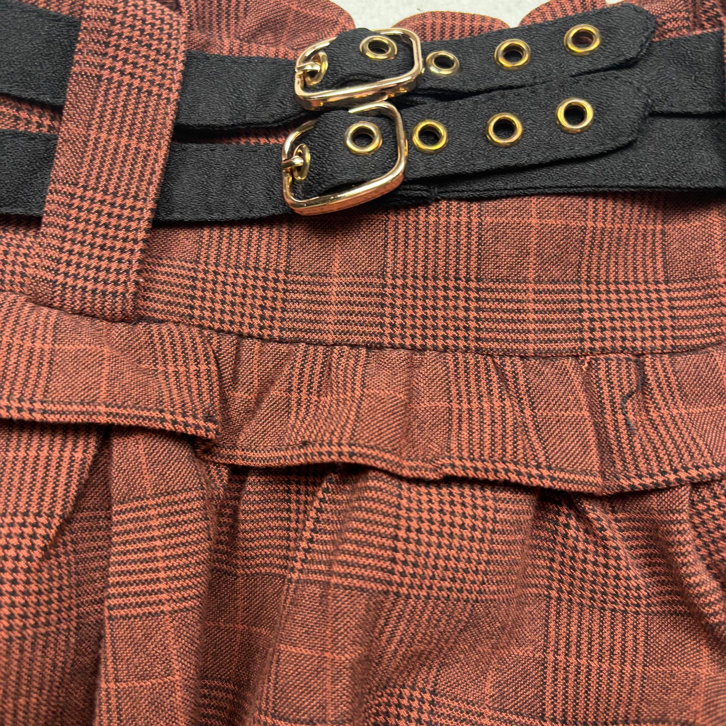 Japanese Brand Rojita Dark Orangey Red Plaid/Check Skirt [Secondhand]