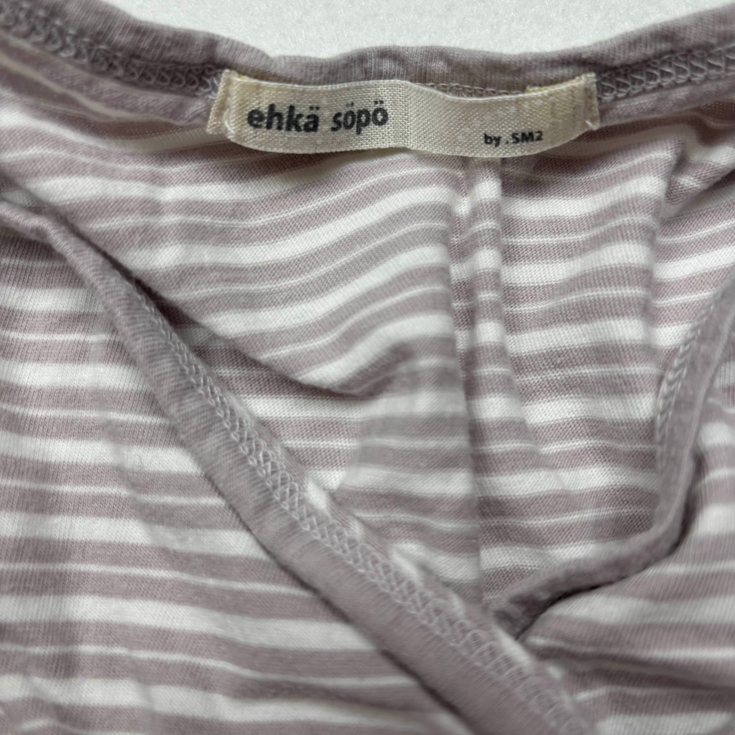 Japanese Brand Ehka Sopo by S.M2 Grey and White Striped Babydoll Tank top [Secondhand]