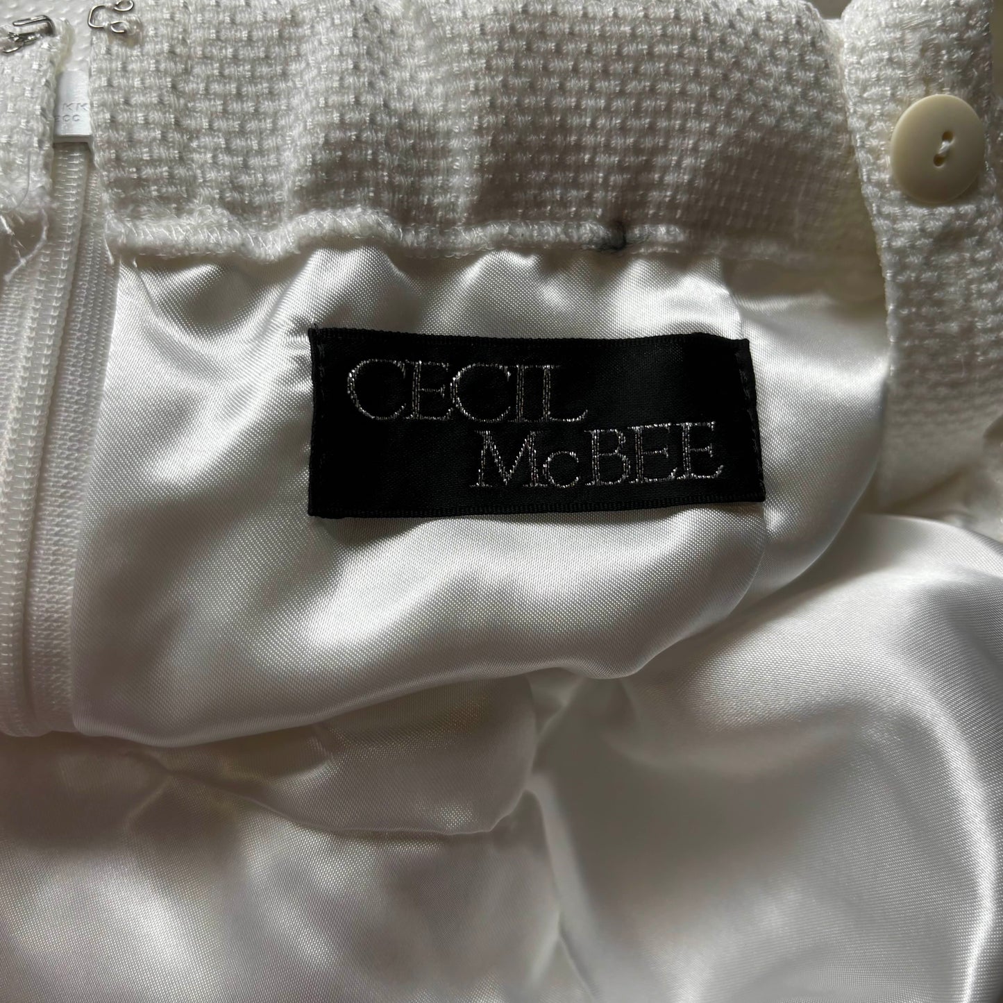 Japanese Brand Cecil McBee White & Cream Bodycon Dress [Secondhand]