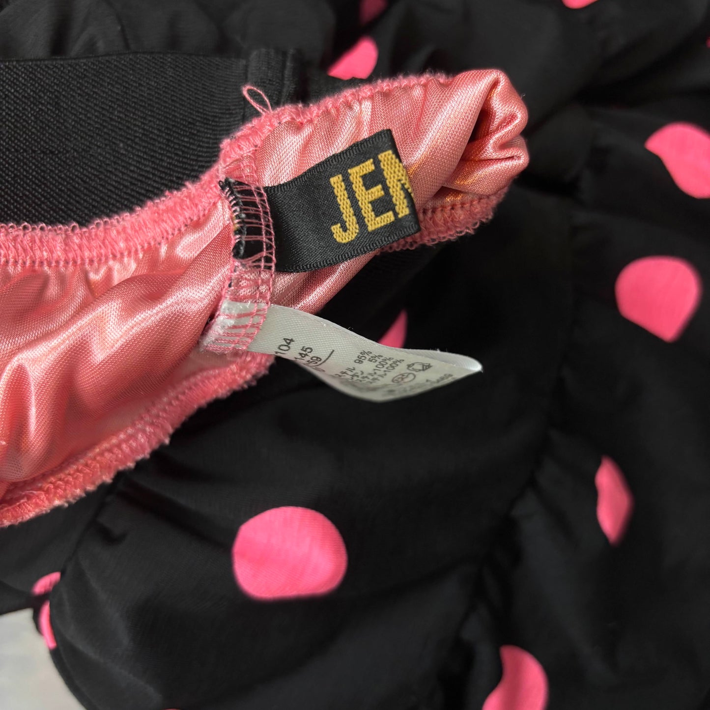 Japanese Brand 'JENNI' Black &amp; Pink Polka Dot Bow Skirt [Secondhand]