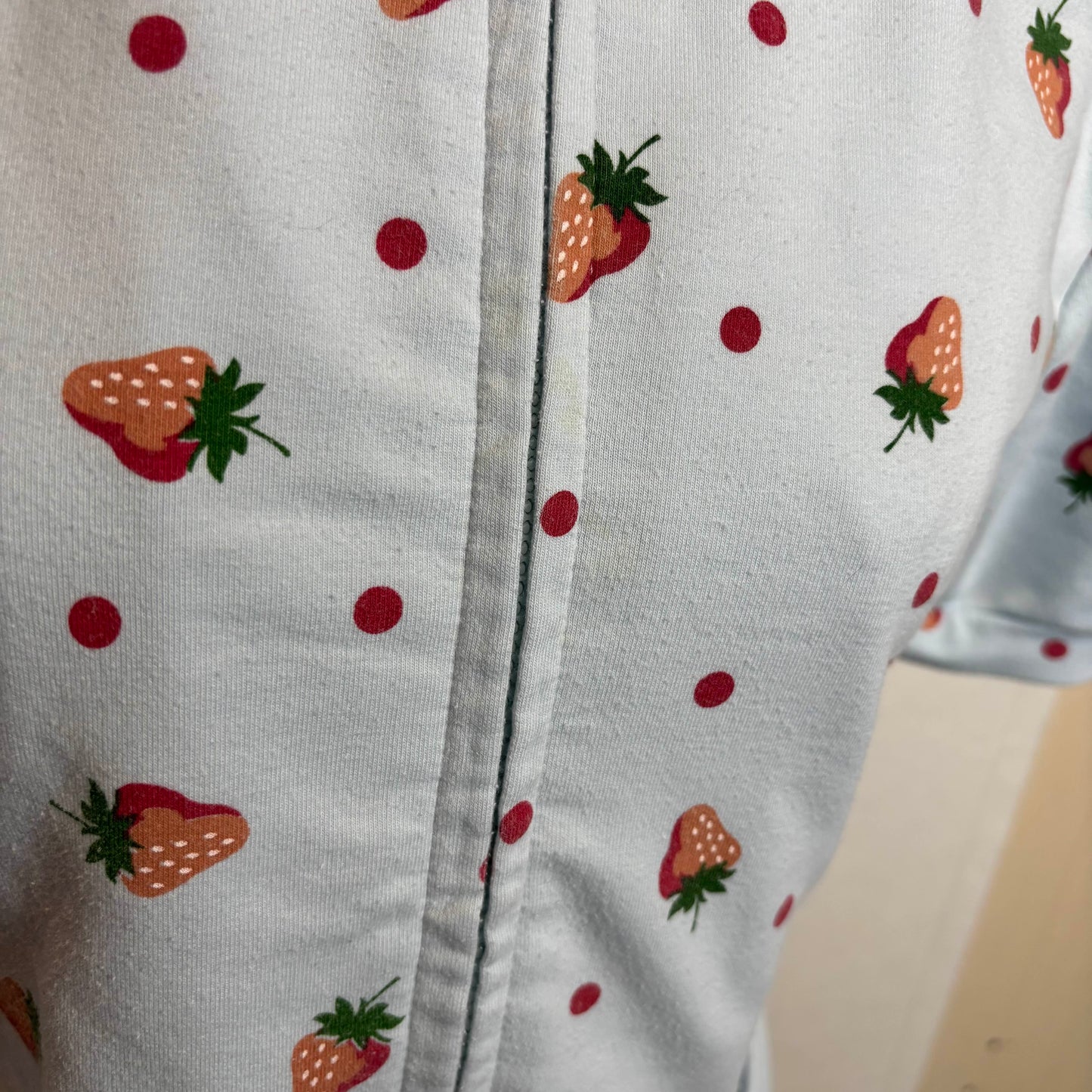 Japanese Brand 'Loosy Lou' Light Blue Strawberry Short Sleeve Hoodie [Secondhand]