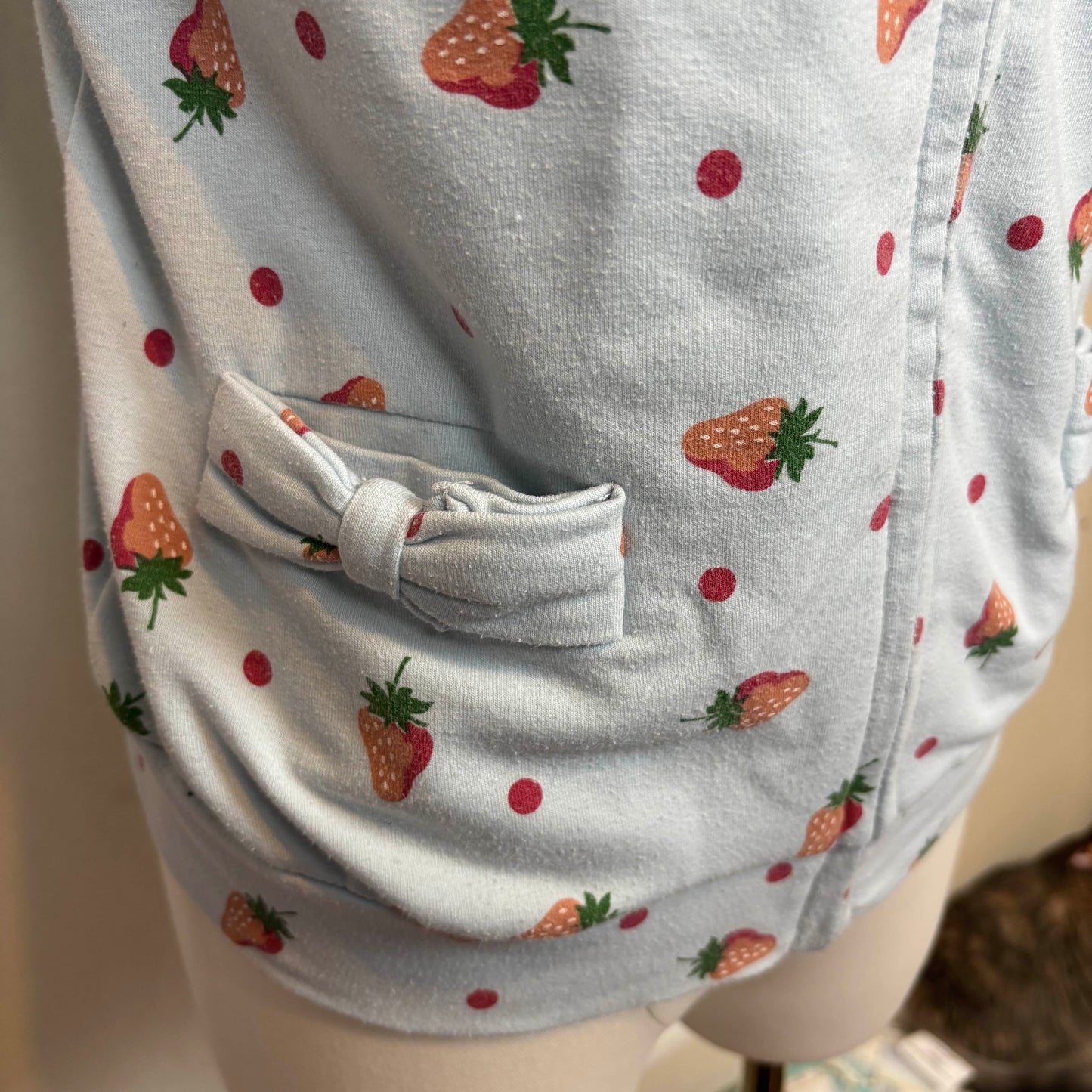 Japanese Brand 'Loosy Lou' Light Blue Strawberry Short Sleeve Hoodie [Secondhand]