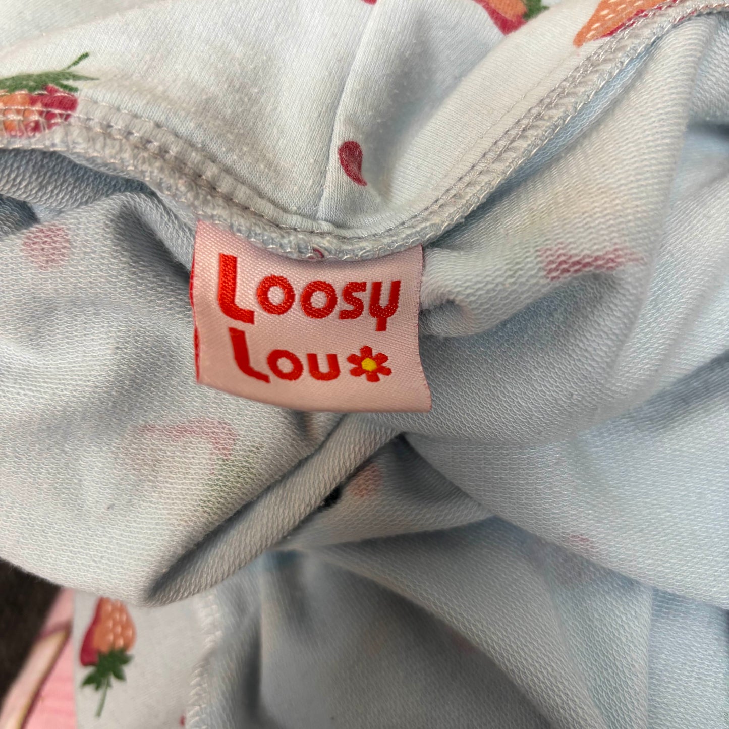 Japanese Brand 'Loosy Lou' Light Blue Strawberry Short Sleeve Hoodie [Secondhand]