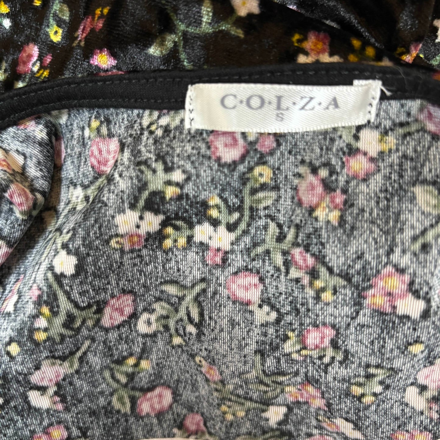 Japanese Brand 'Colza' Black Velvet Floral Print Tank Top [Secondhand]