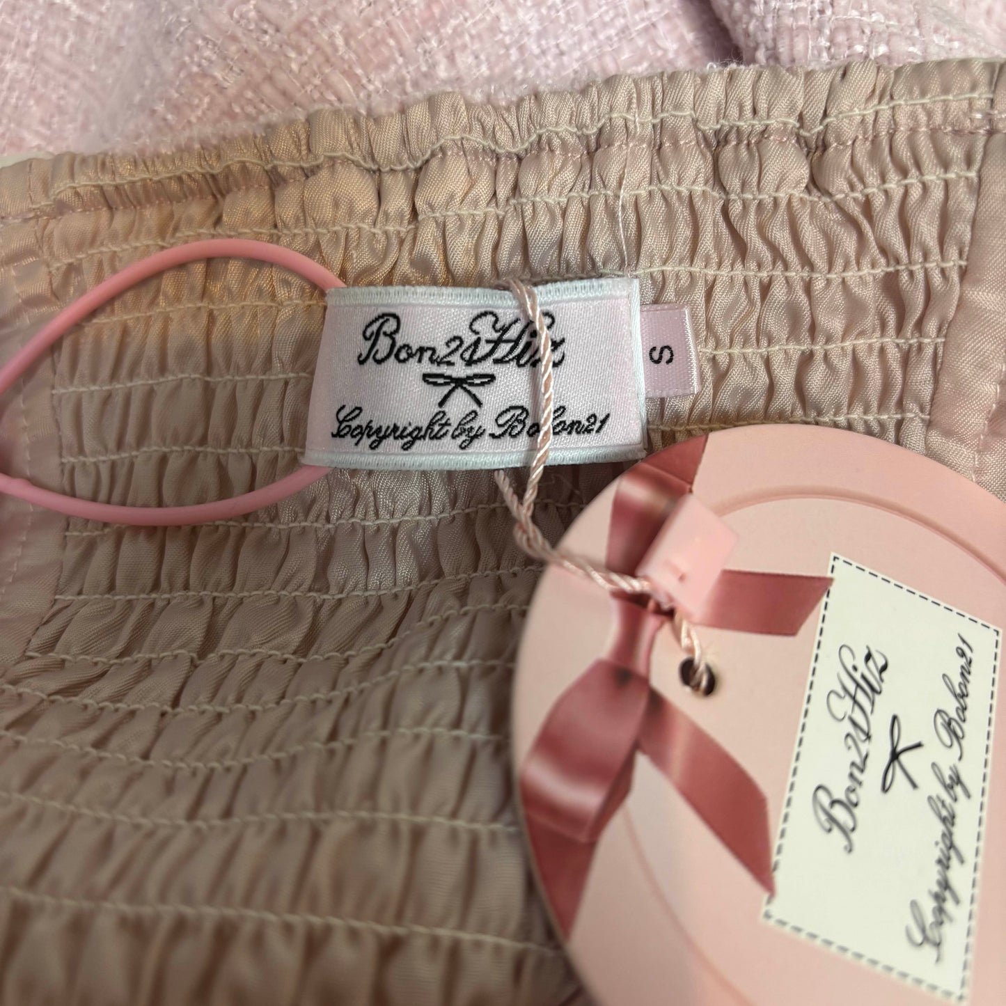 Japanese Brand 'Bobon21' Pink Tweed Ribbon Dress [NWT]