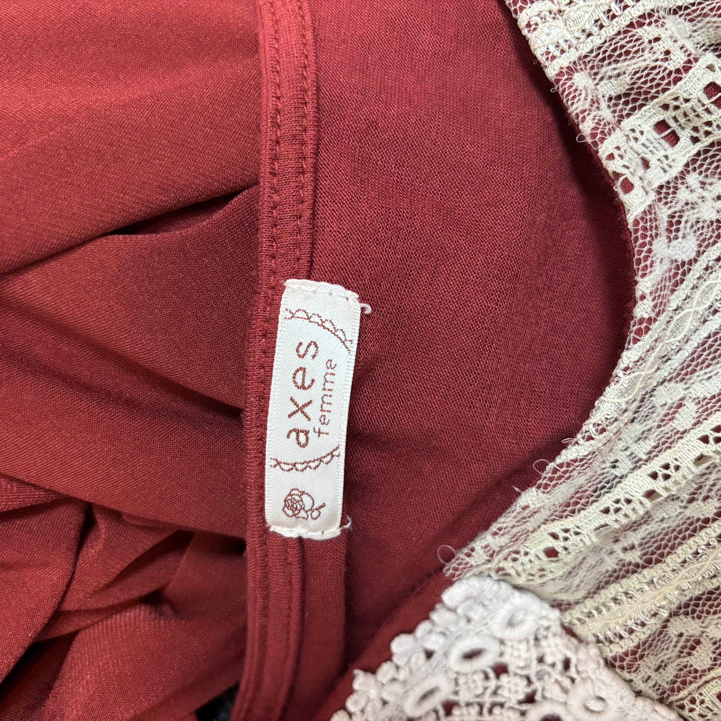 Japanese Brand 'Axes Femme' Red Lace Gathered Hem Dress [Secondhand]