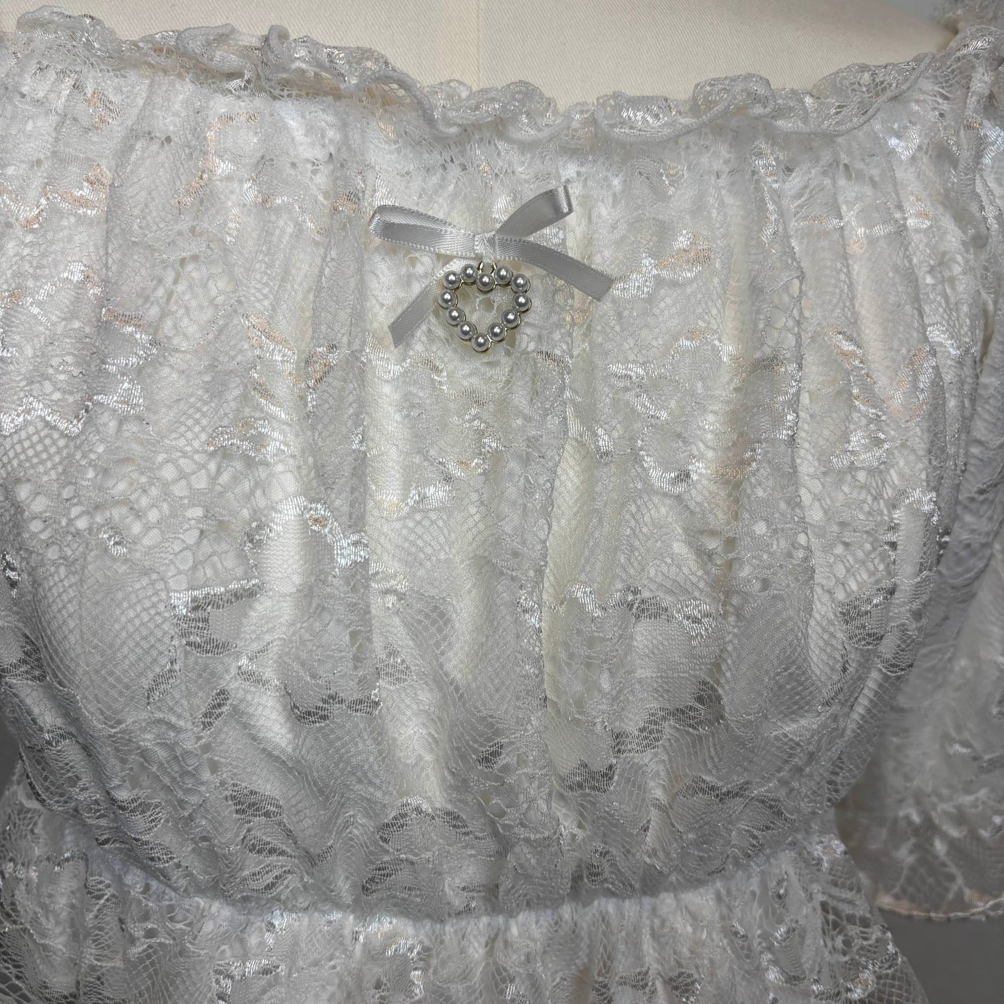 Japanese Brand 'Majoretty' White Lace Off-Shoulder Blouse [Secondhand]