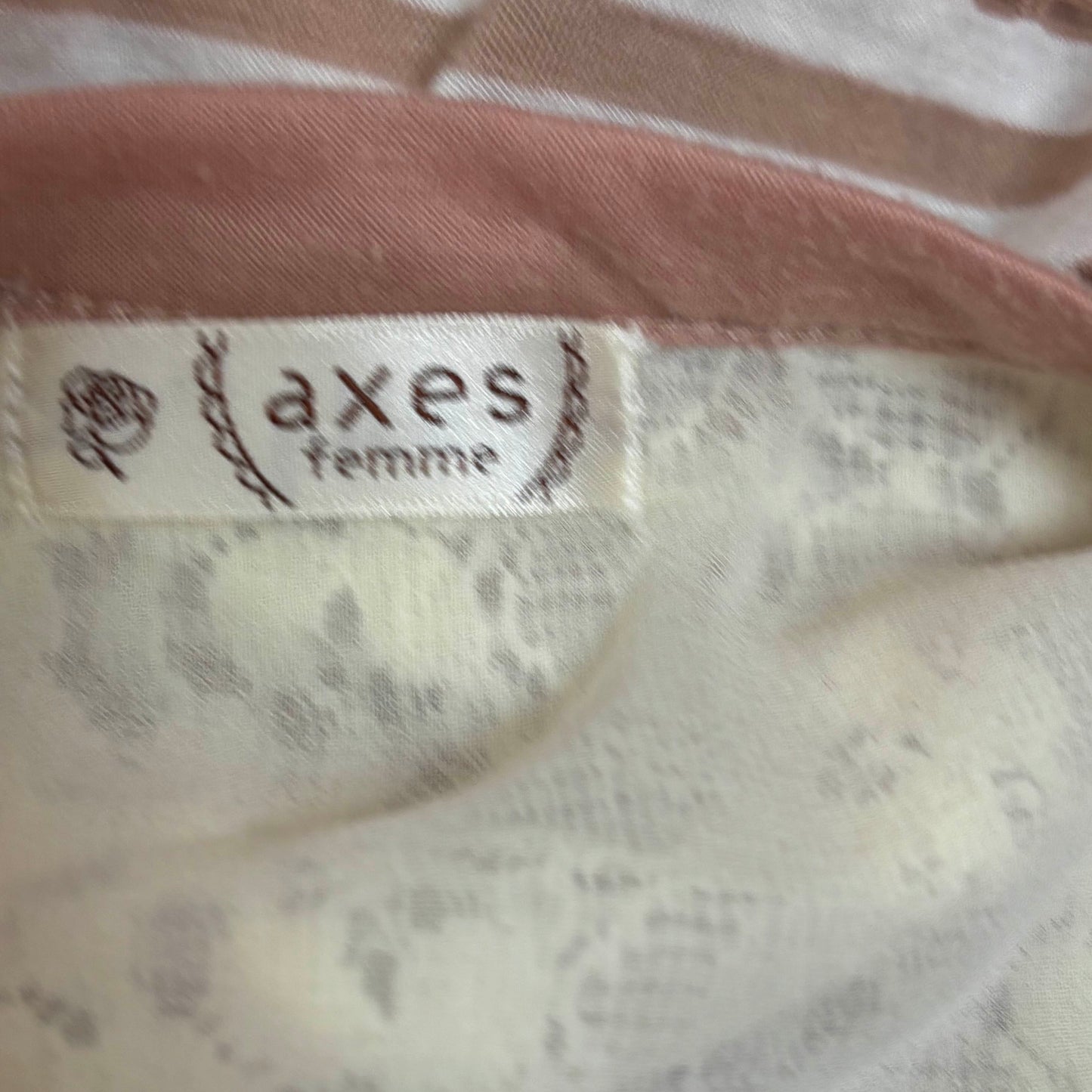 Japanese Brand 'Axes Femme' Dusty Pink Striped Lace Shoulder Top [Secondhand]