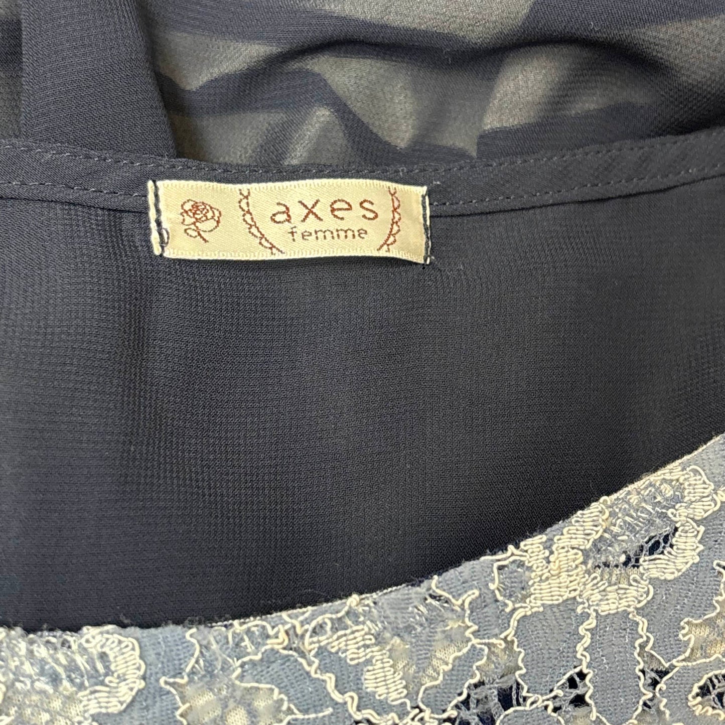 Japanese Brand 'Axes Femme' Blue Lace Sheer Back Top [Secondhand]