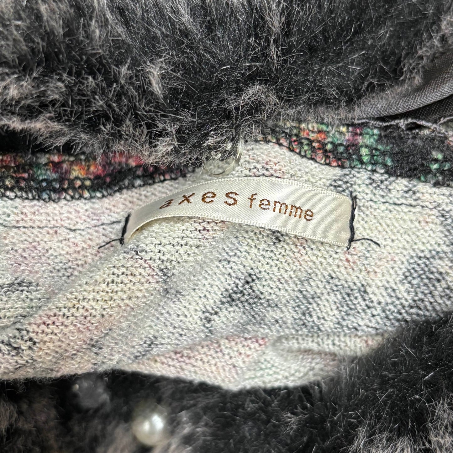 Japanese Brand 'Axes Femme' Dark Floral Fur Collar Tank Top [Secondhand]