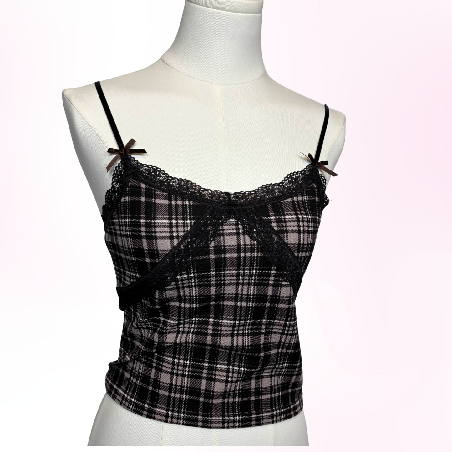 Japanese Brand 'Olive des Olive' Plaid Bow Camisole Tank Top [Secondhand]