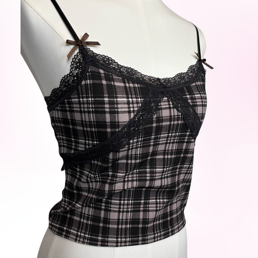 Japanese Brand 'Olive des Olive' Plaid Bow Camisole Tank Top [Secondhand]