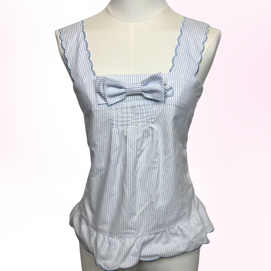 Japanese Brand WillSelection Blue and White Striped Bow Tank Top [Secondhand]