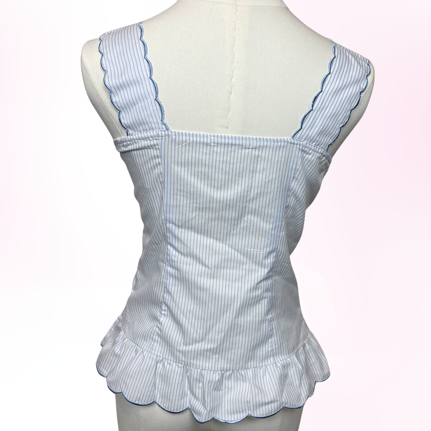 Japanese Brand WillSelection Blue and White Striped Bow Tank Top [Secondhand]