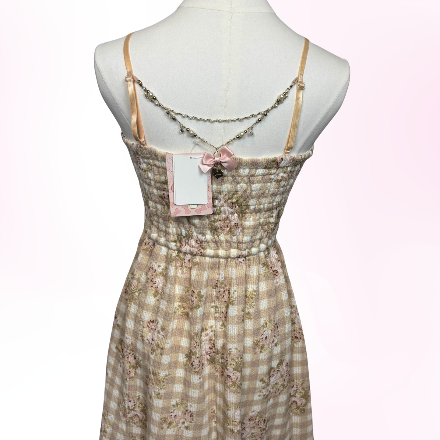 Japanese Brand 'Lizmelo' by Liz Lisa Yellow Beige Gingham Floral Dress [NWT]