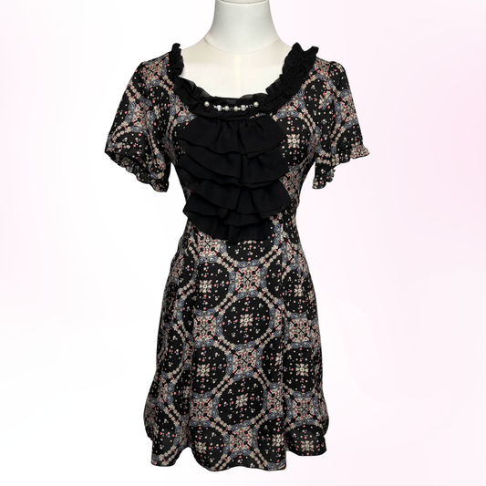 Japanese Brand 'Axes Femme' Geometric Floral Pattern Dress [Secondhand]