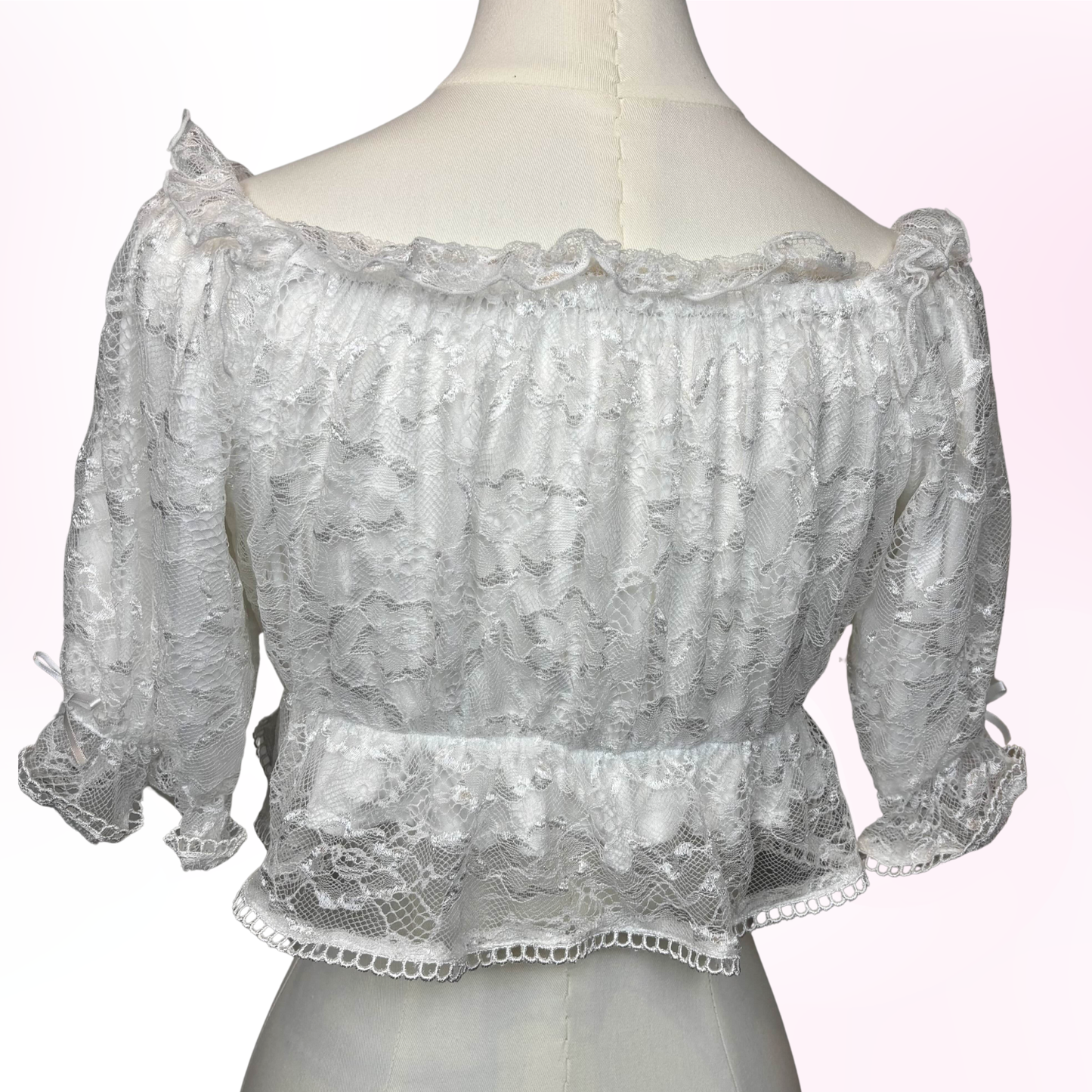 Japanese Brand 'Majoretty' White Lace Off-Shoulder Blouse [Secondhand]