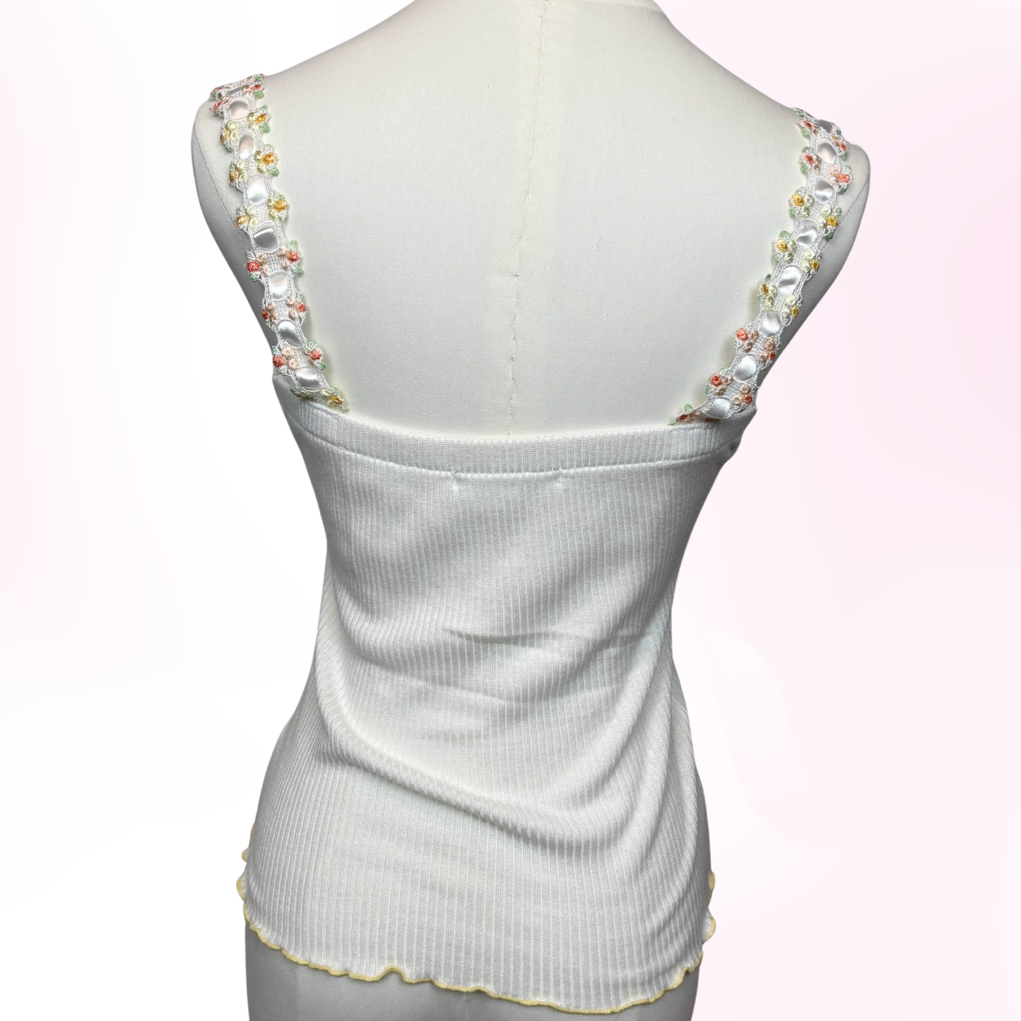 Japanese Brand 'Jayro White' White Henley Camisole Tank Top [Secondhand]