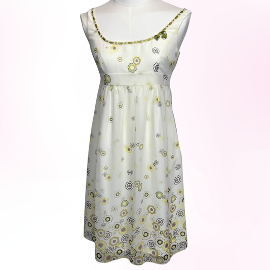 Japanese Brand 'Cynthia Rowley' Off-White, Yellow, and Green Dress [Secondhand]