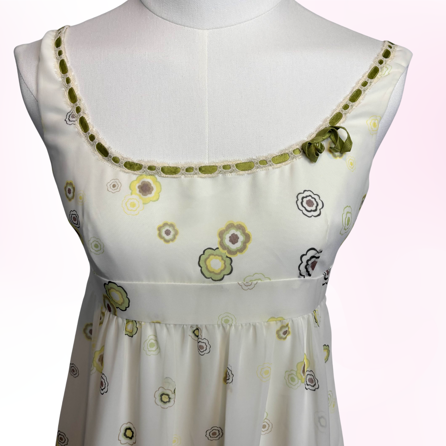 Japanese Brand 'Cynthia Rowley' Off-White, Yellow, and Green Dress [Secondhand]