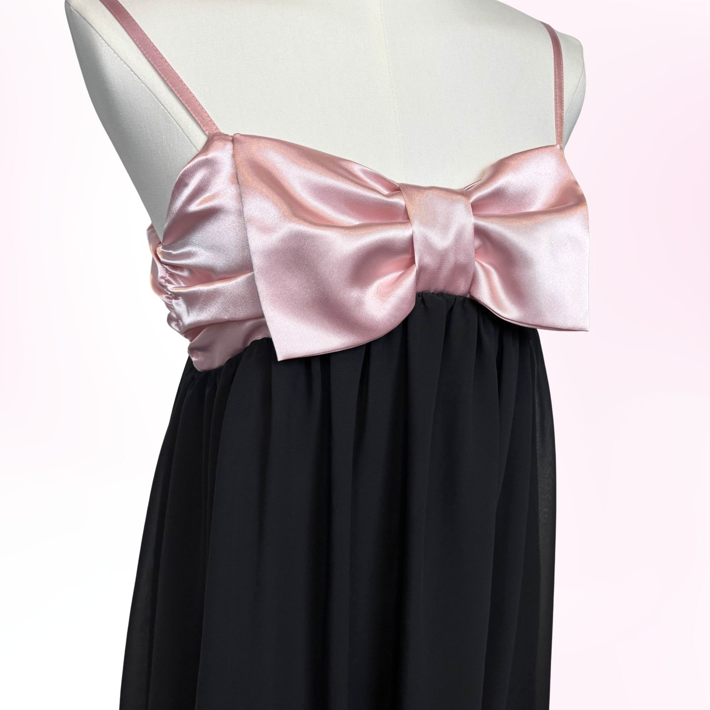Japanese Brand 'Sage' Pink & Black Bow Bust Dress [Secondhand]