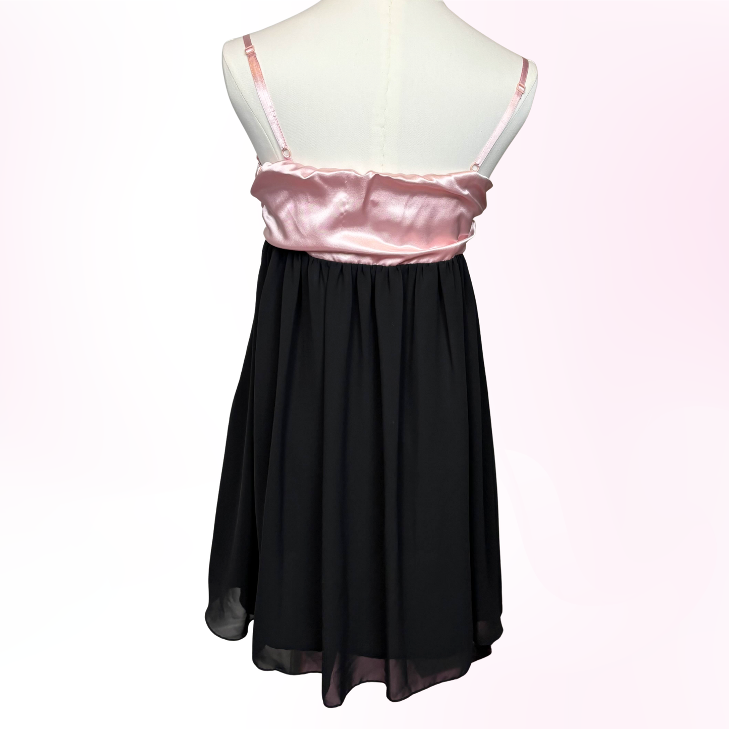 Japanese Brand 'Sage' Pink & Black Bow Bust Dress [Secondhand]