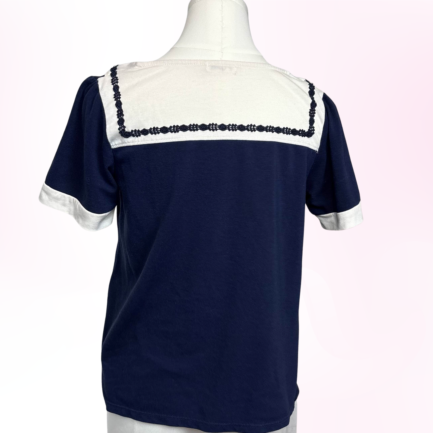 Japanese Brand 'Axes Femme' Navy Blue Sailor Collar Blouse [Secondhand]