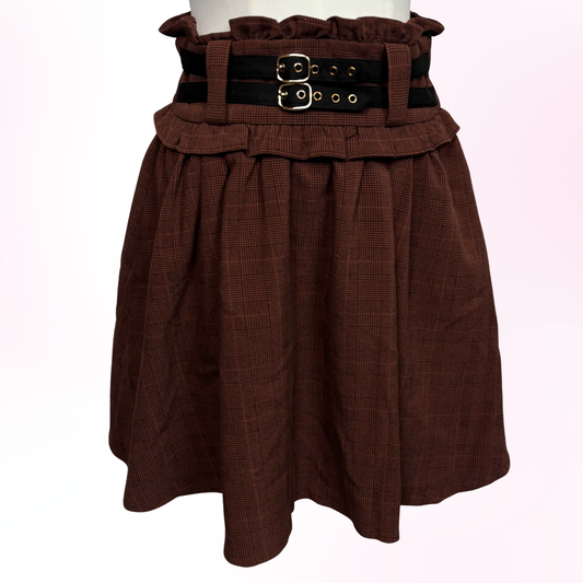 Japanese Brand Rojita Dark Orangey Red Plaid/Check Skirt [Secondhand]