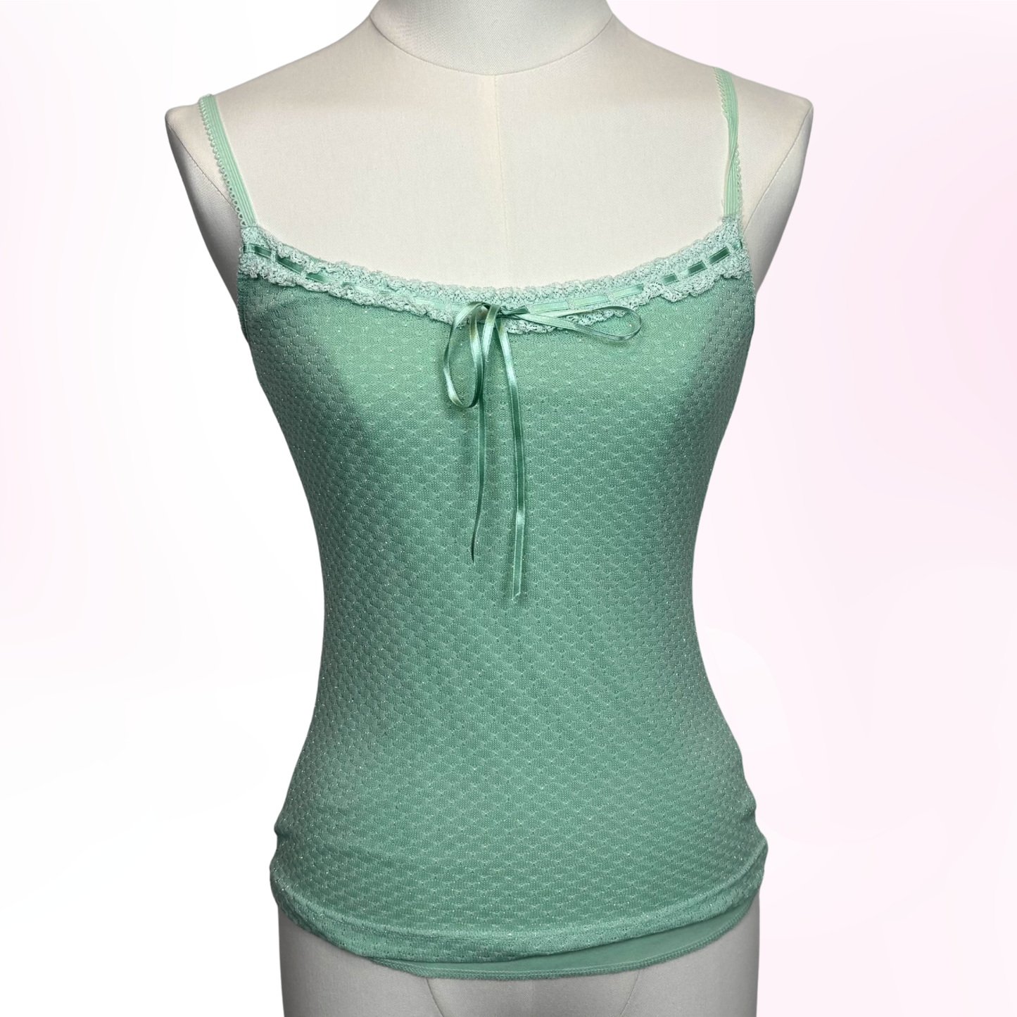 Japanese Brand Cecil McBee Sparkly Teal Green Camisole Tank Top [Secondhand]