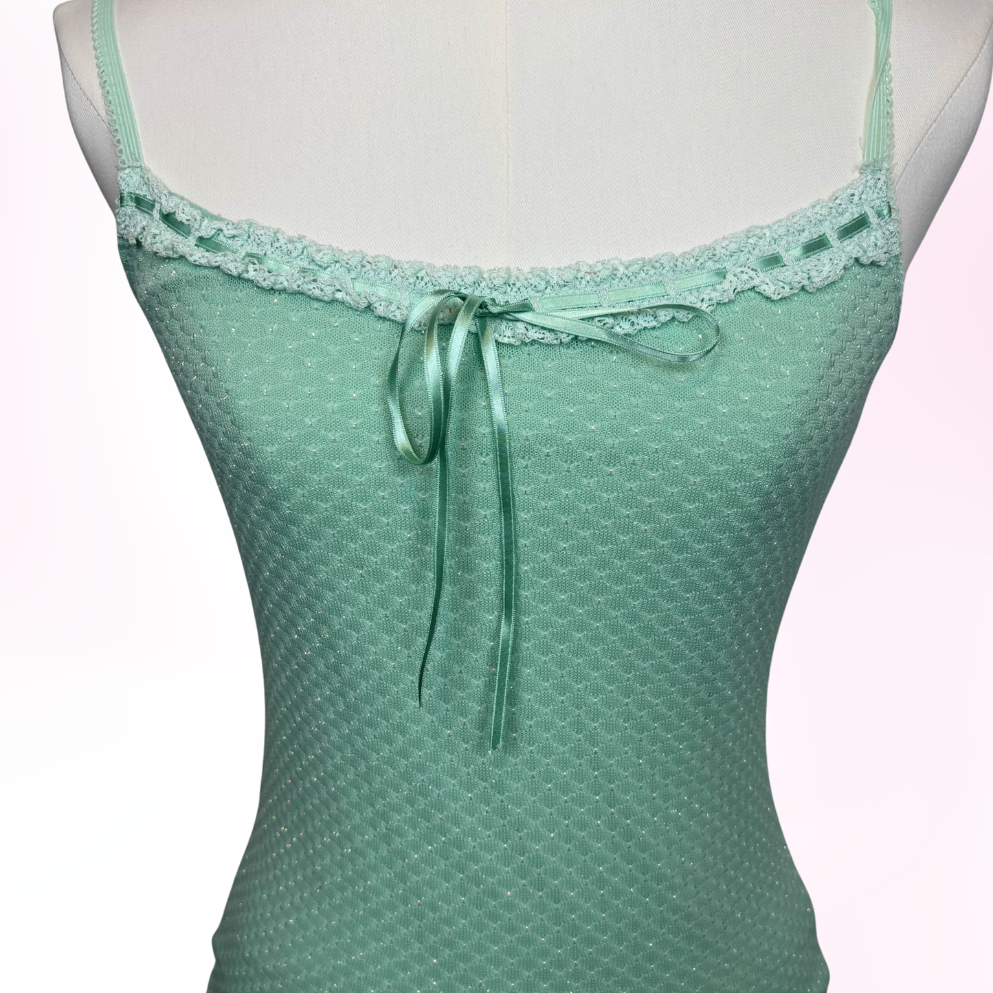 Japanese Brand Cecil McBee Sparkly Teal Green Camisole Tank Top [Secondhand]