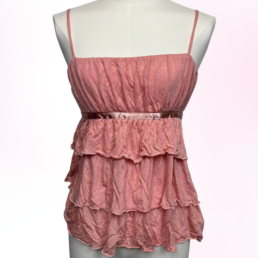 Japanese Brand 'Spice Riche' Pink Ruffle Tank Top [Secondhand]