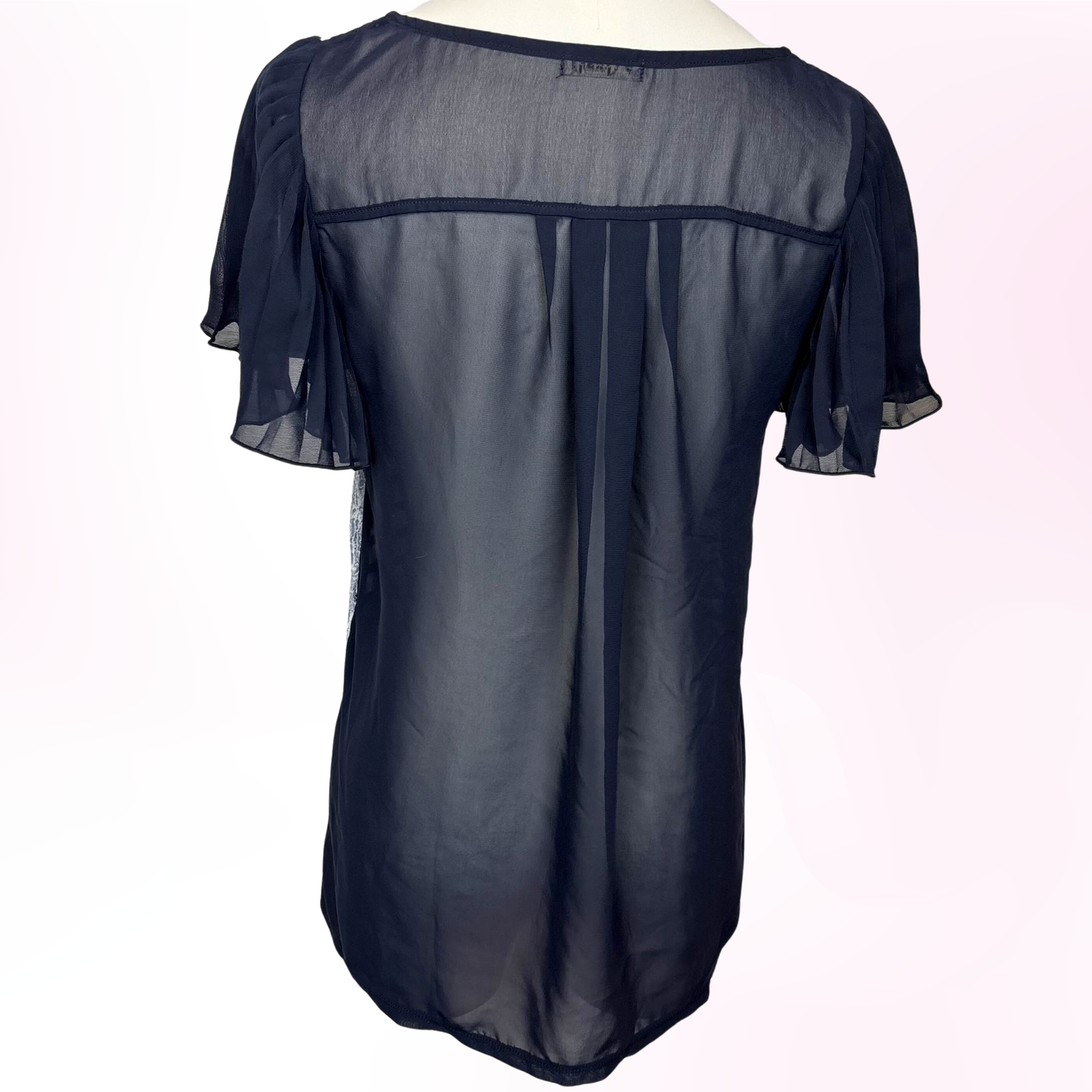 Japanese Brand 'Axes Femme' Blue Lace Sheer Back Top [Secondhand]
