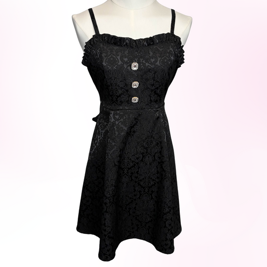 Japanese Brand 'Majoretty' Black Elegant Pattern Tank Top Dress [Secondhand]
