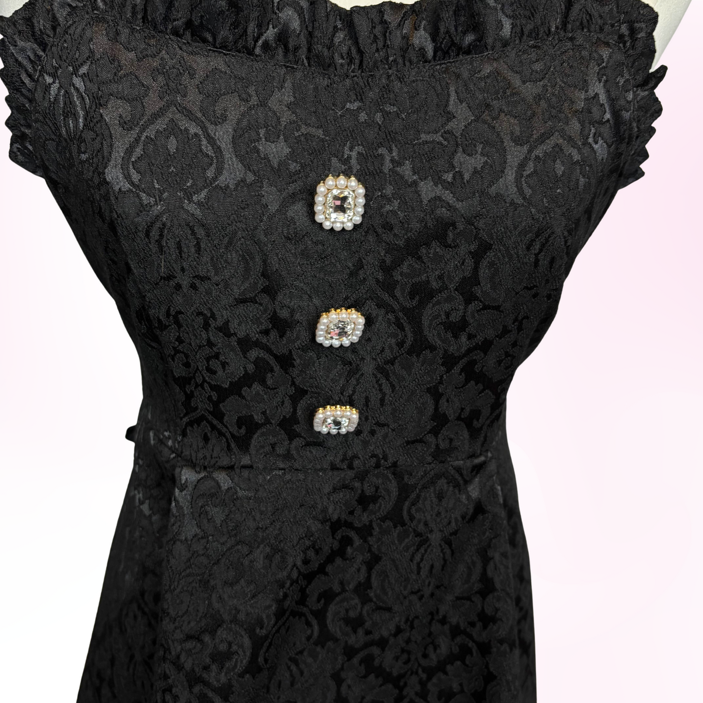 Japanese Brand 'Majoretty' Black Elegant Pattern Tank Top Dress [Secondhand]