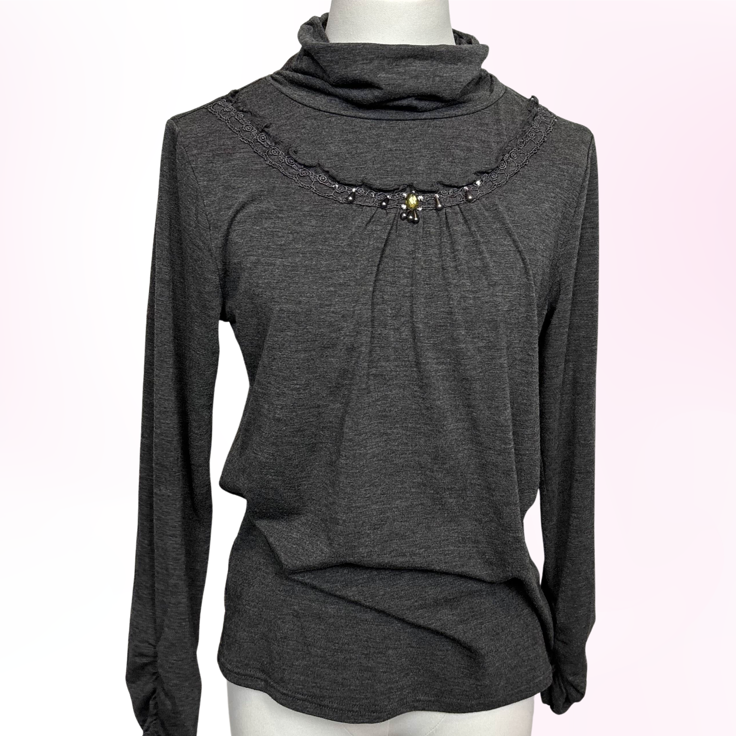 Japanese Brand 'Axes Femme' Dark Grey Long Sleeve Turtleneck [Secondhand]
