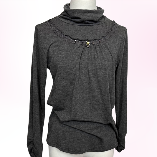 Japanese Brand 'Axes Femme' Dark Grey Long Sleeve Turtleneck [Secondhand]