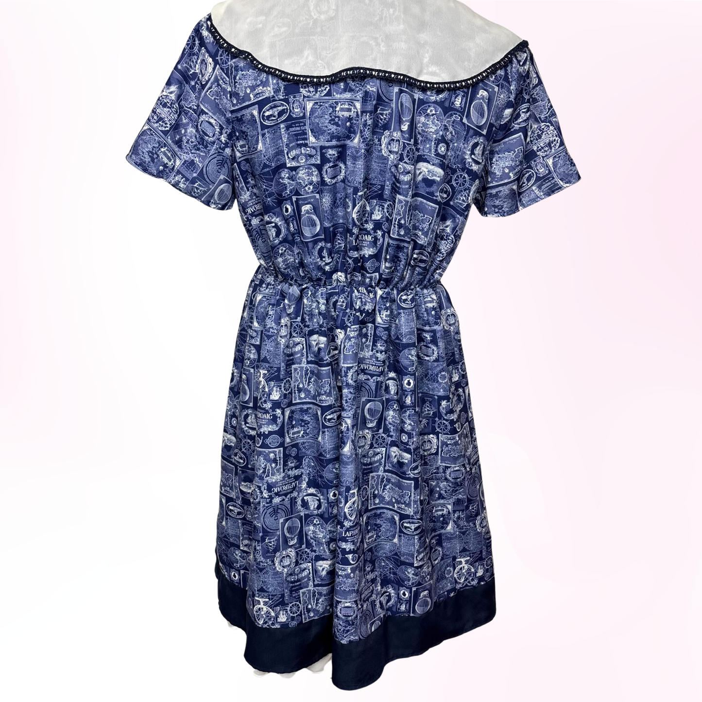 Japanese Brand 'Axes Femme Poetique' Dark Blue Nautical Print Dress [Secondhand]