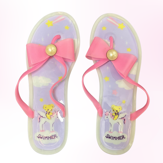 Japanese Brand 'Swimmer' Pink Bow Flip Flops [Secondhand]